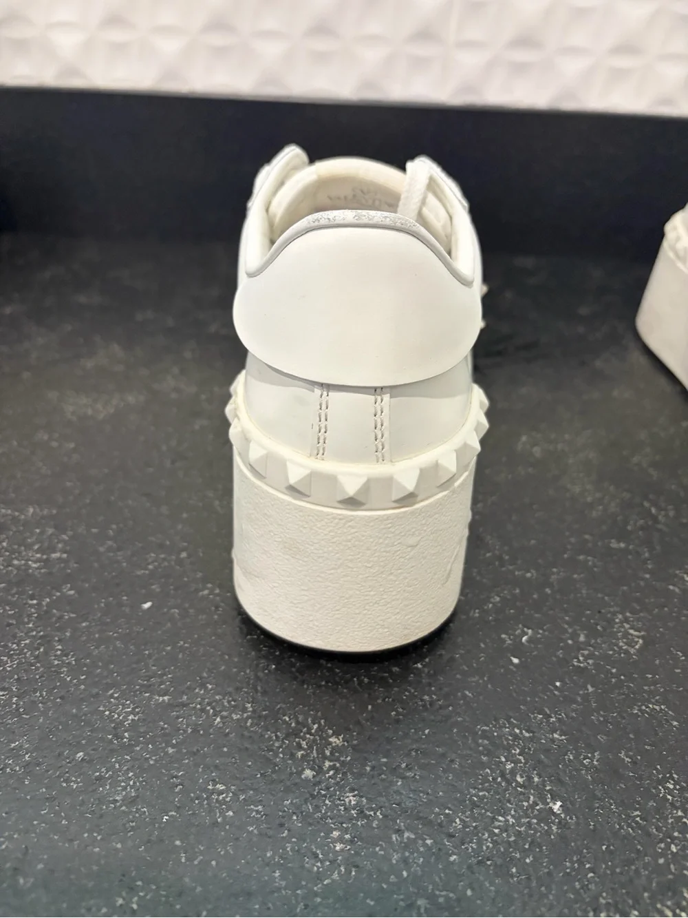 Valentino Garavani White Platform Sneakers with Silver Stud Accent